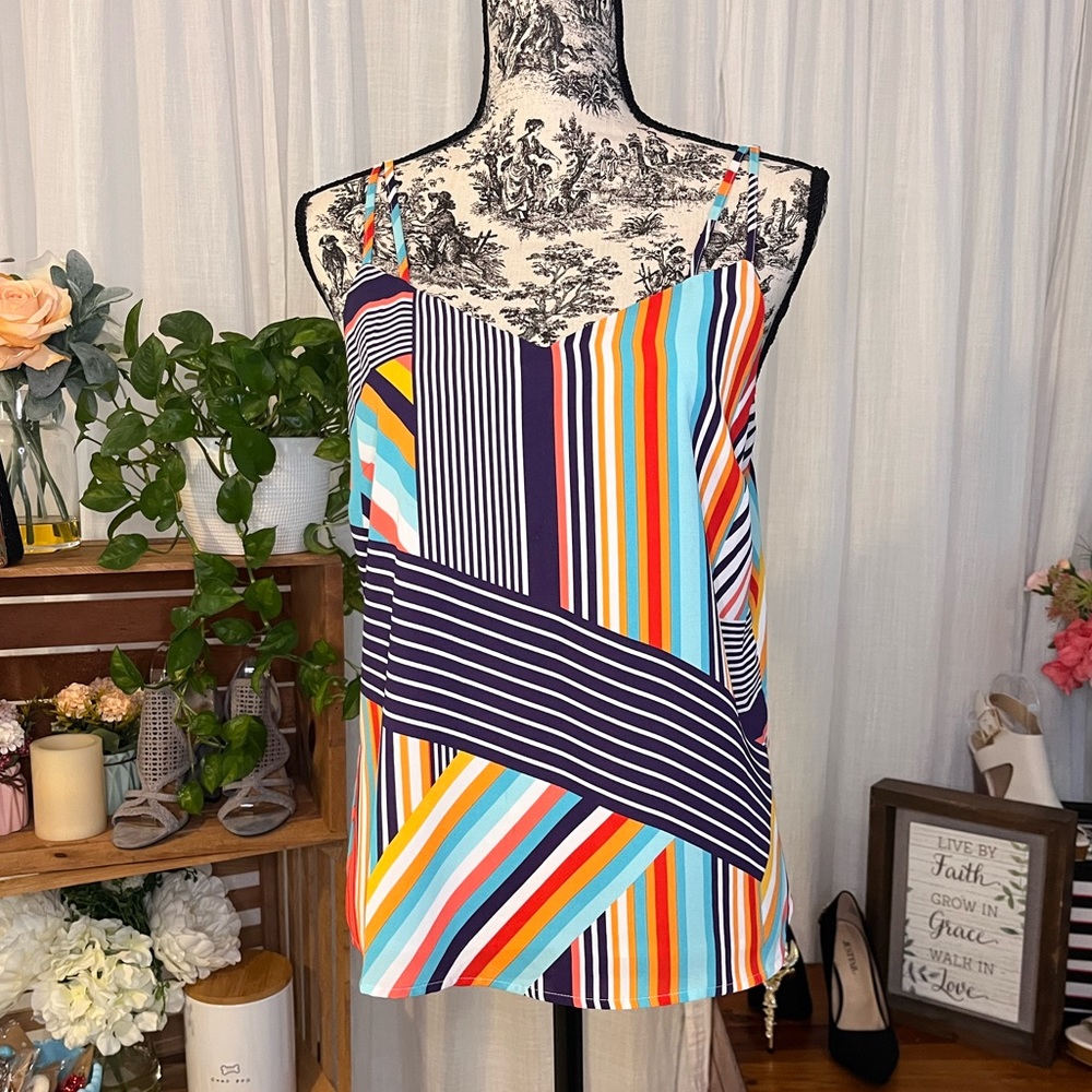 Skies Are Blue Adjustable Split Straps V Neck Cami